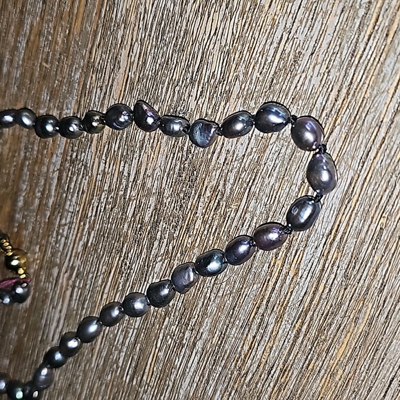 New Silver/Purple Freshwater pearls necklace - Picture 3 of 5